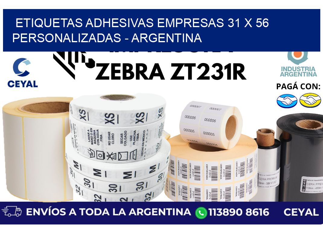 etiquetas adhesivas empresas 31 x 56 personalizadas - Argentina