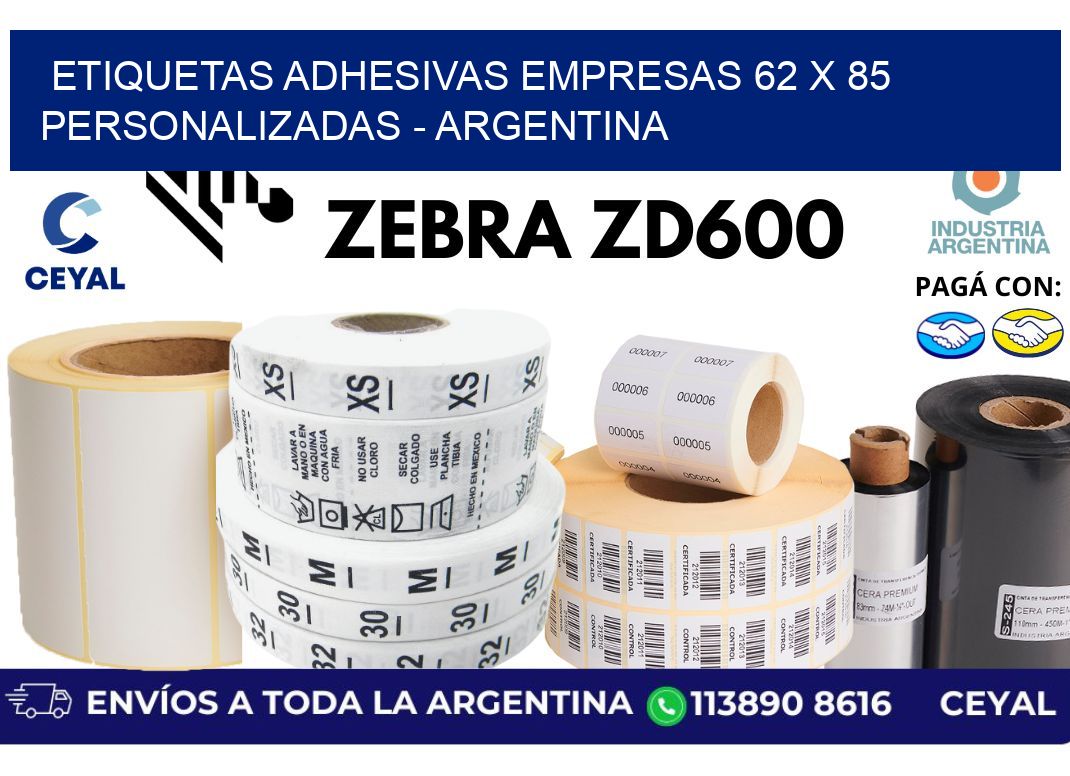 etiquetas adhesivas empresas 62 x 85 personalizadas – Argentina