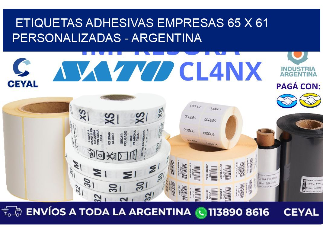 etiquetas adhesivas empresas 65 x 61 personalizadas - Argentina