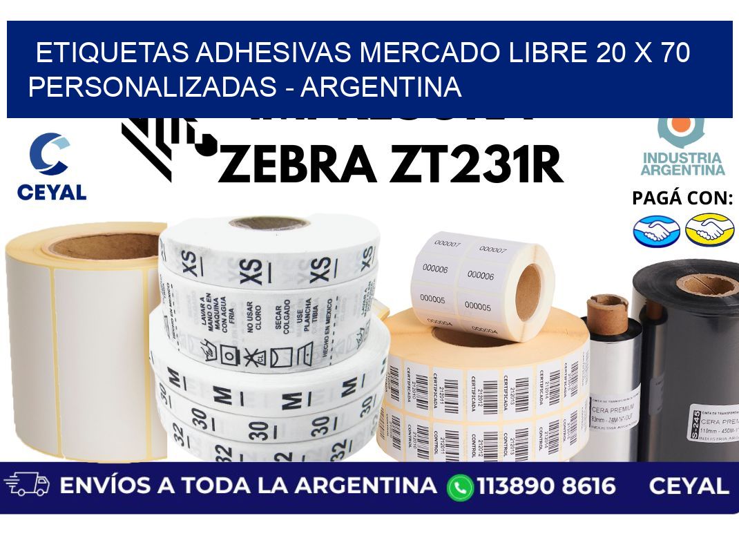 etiquetas adhesivas mercado libre 20 x 70 personalizadas - Argentina