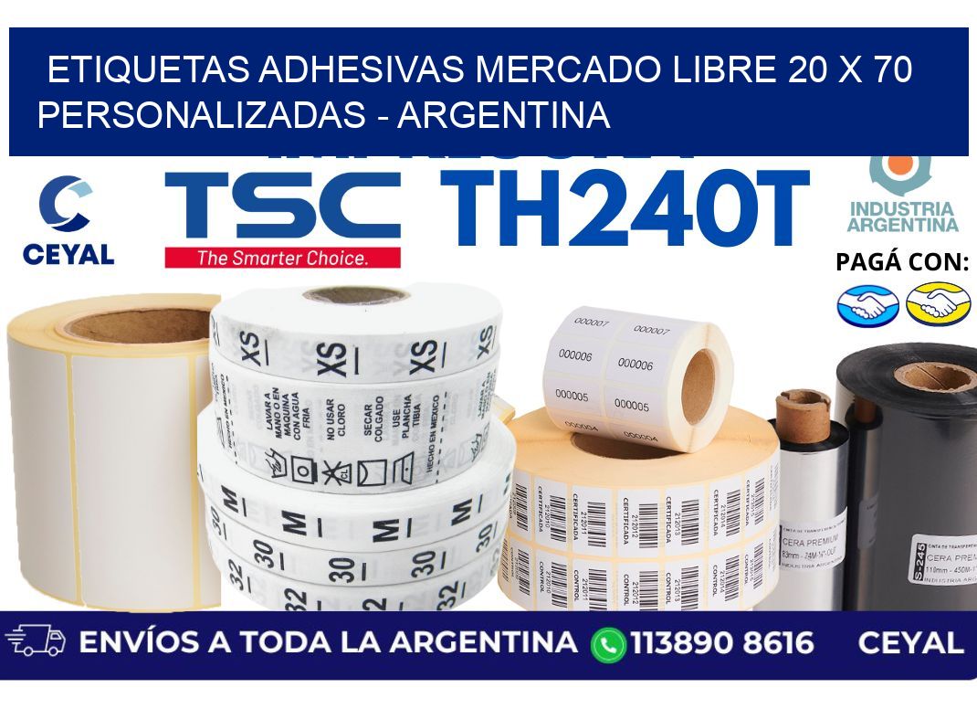 etiquetas adhesivas mercado libre 20 x 70 personalizadas – Argentina
