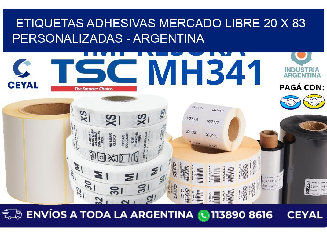 etiquetas adhesivas mercado libre 20 x 83 personalizadas – Argentina