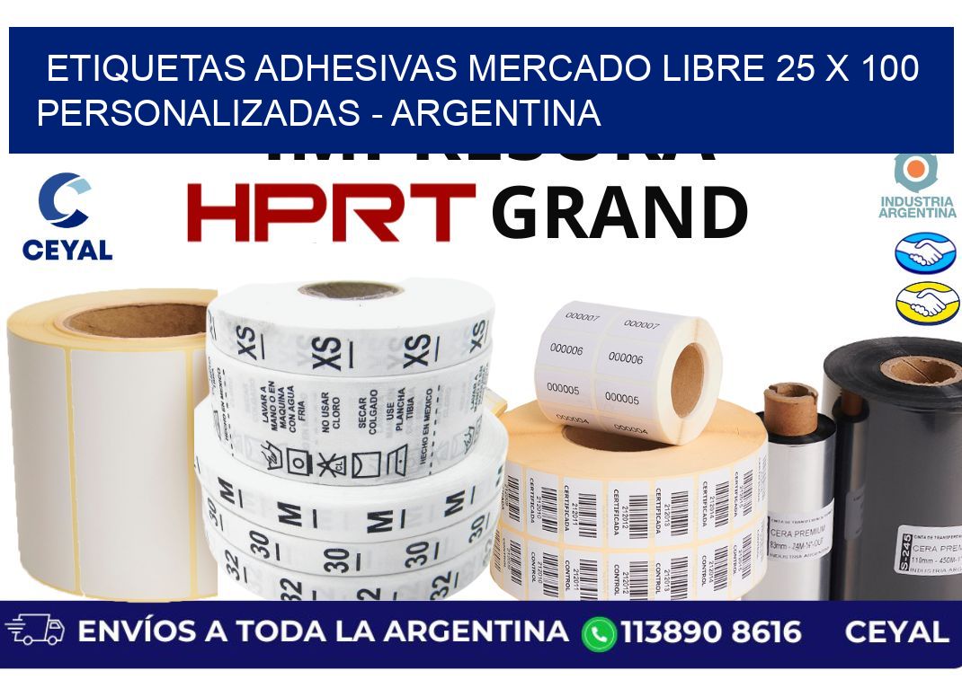 etiquetas adhesivas mercado libre 25 x 100 personalizadas - Argentina