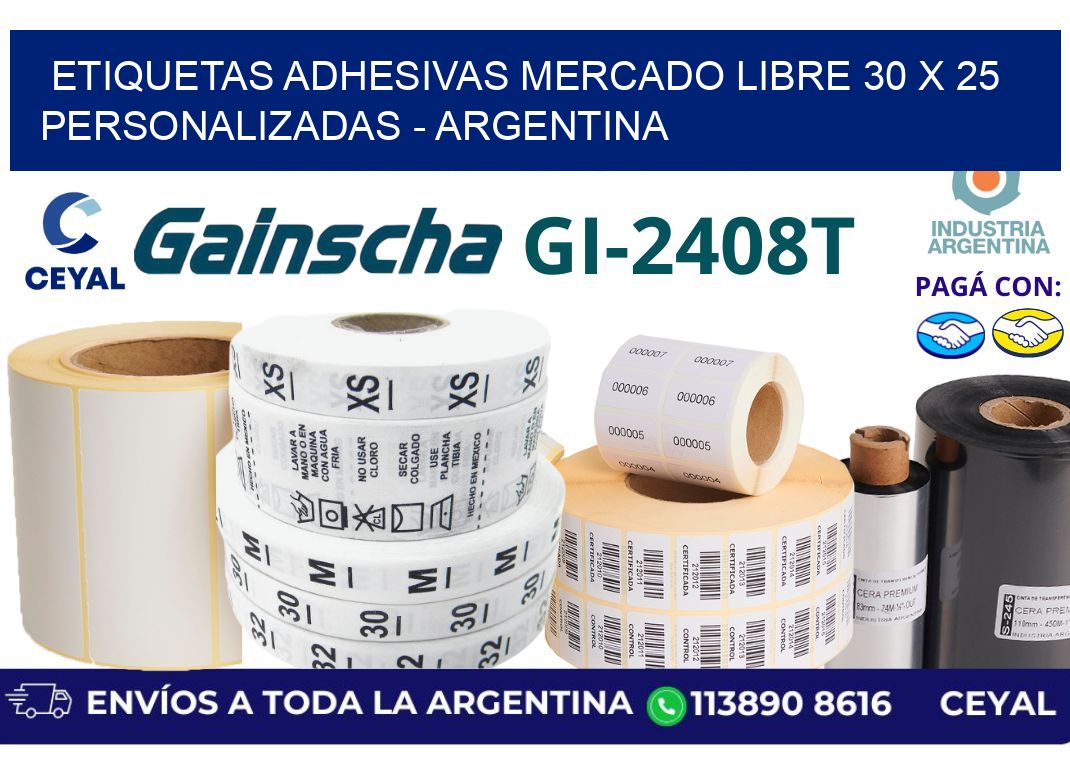 etiquetas adhesivas mercado libre 30 x 25 personalizadas - Argentina