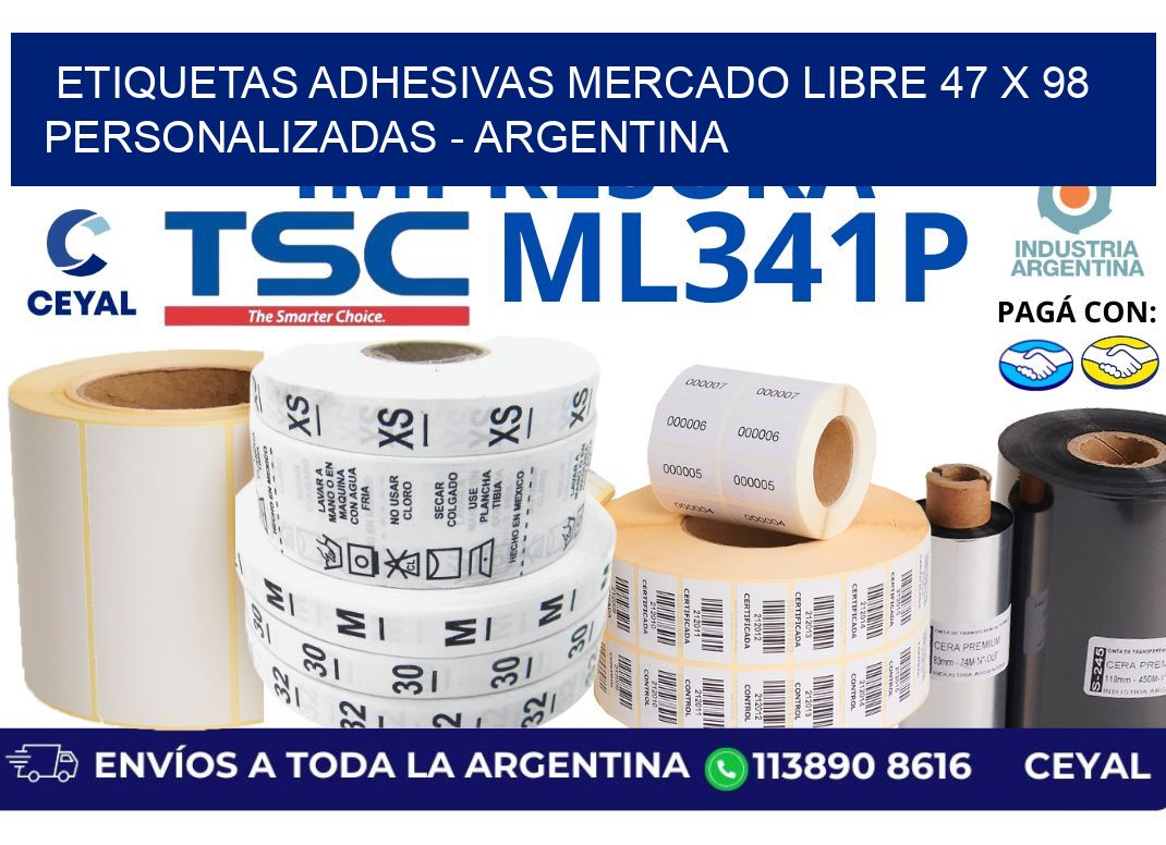 etiquetas adhesivas mercado libre 47 x 98 personalizadas - Argentina