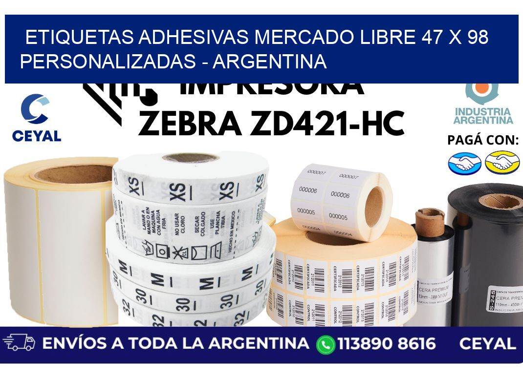 etiquetas adhesivas mercado libre 47 x 98 personalizadas – Argentina