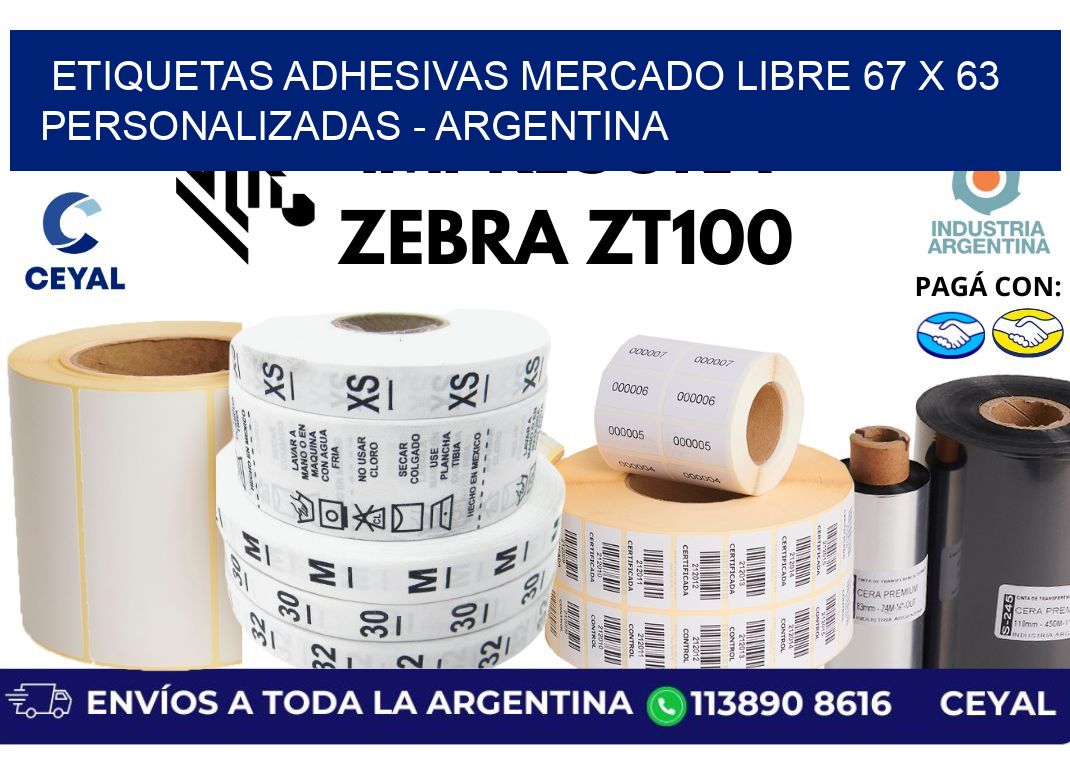 etiquetas adhesivas mercado libre 67 x 63 personalizadas - Argentina