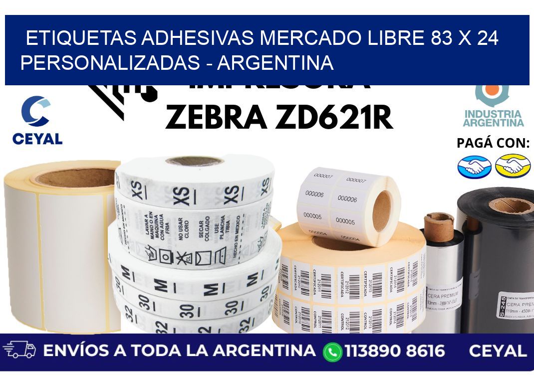 etiquetas adhesivas mercado libre 83 x 24 personalizadas - Argentina