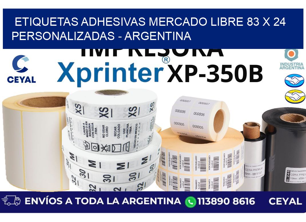 etiquetas adhesivas mercado libre 83 x 24 personalizadas – Argentina