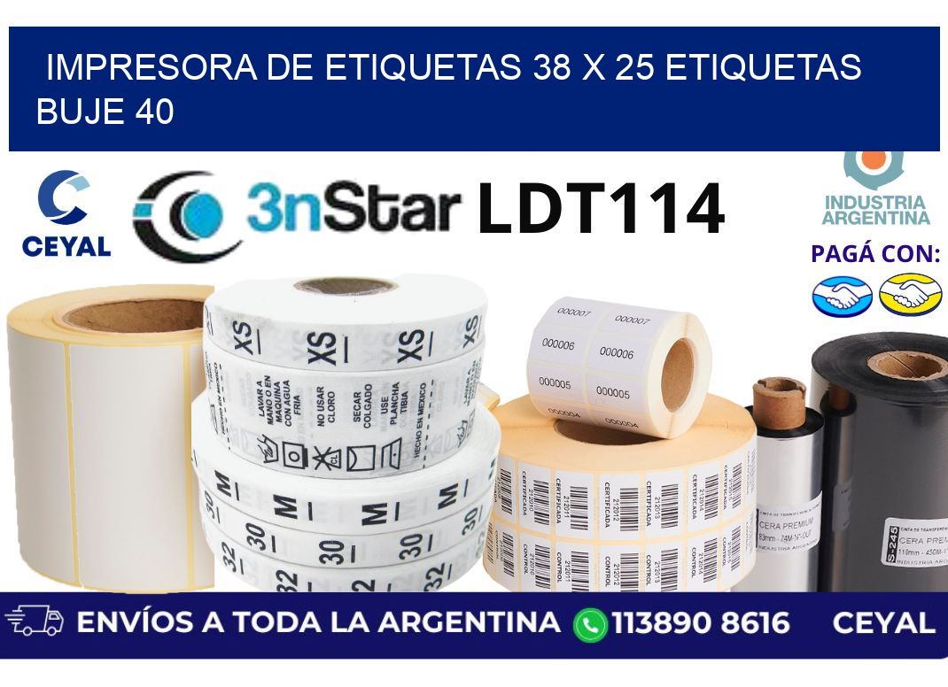 impresora de etiquetas 38 x 25 etiquetas buje 40