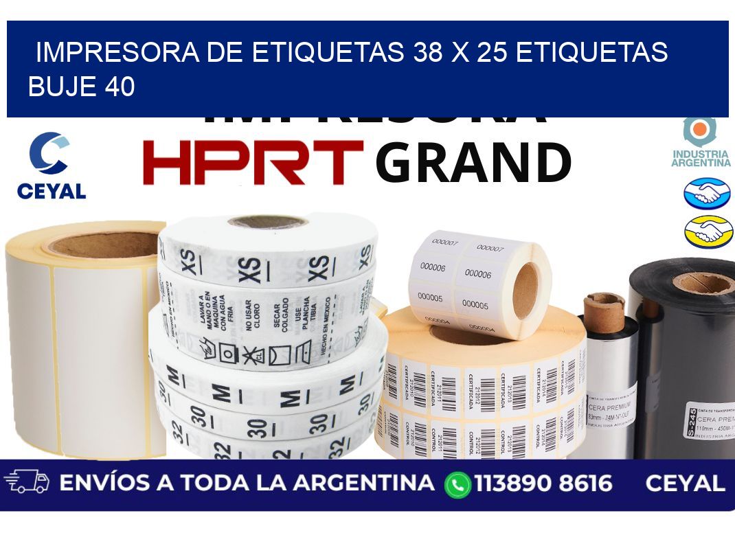 impresora de etiquetas 38 x 25 etiquetas buje 40