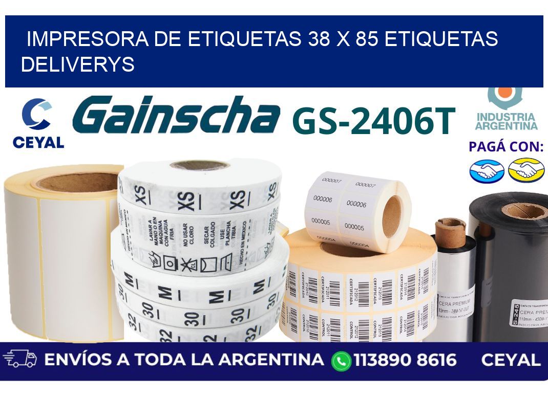 impresora de etiquetas 38 x 85 etiquetas deliverys