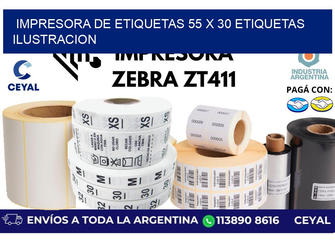 impresora de etiquetas 55 x 30 etiquetas ilustracion