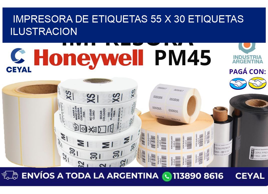 impresora de etiquetas 55 x 30 etiquetas ilustracion