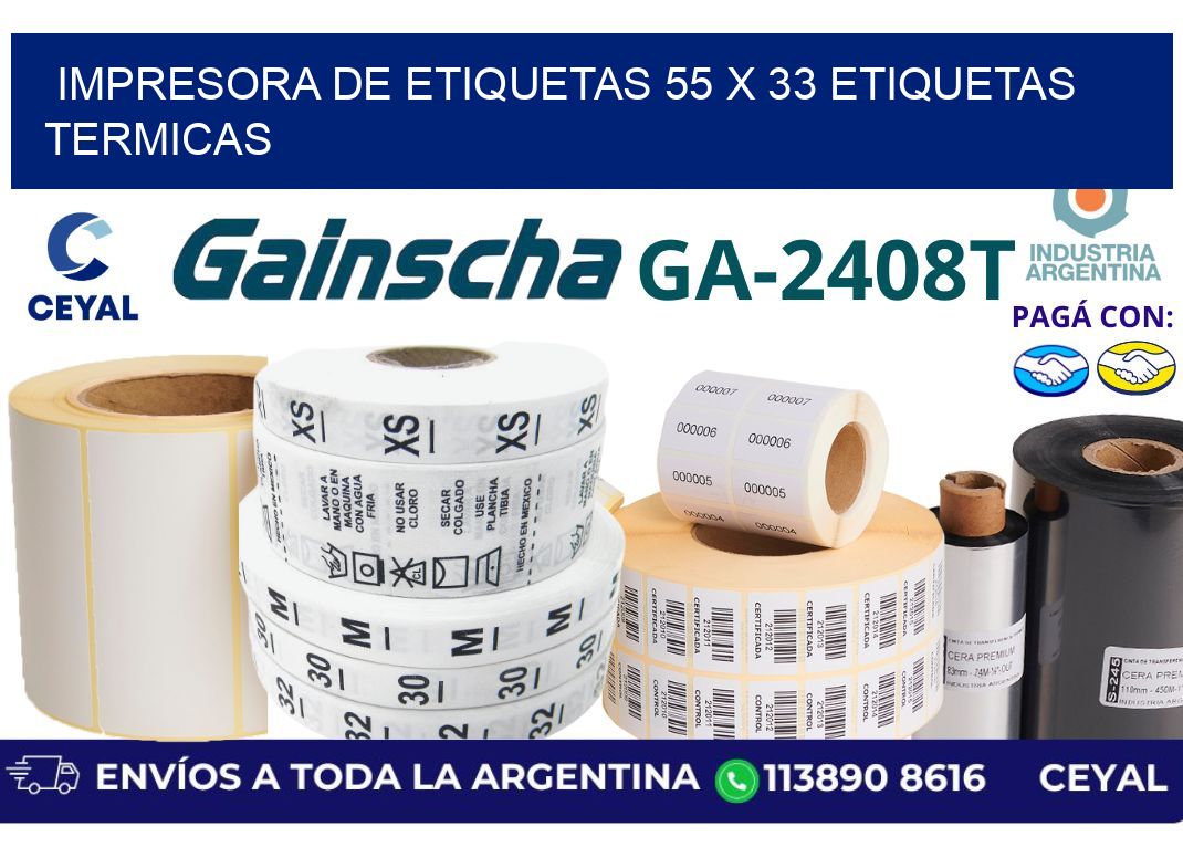 impresora de etiquetas 55 x 33 etiquetas termicas