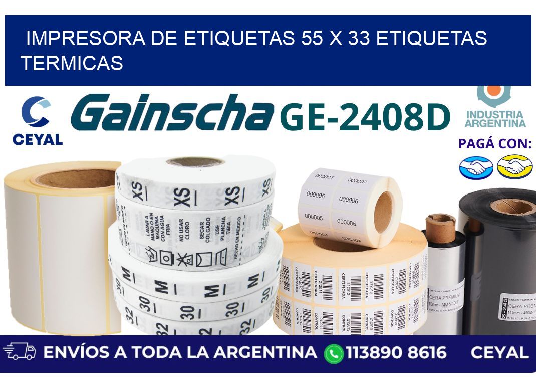 impresora de etiquetas 55 x 33 etiquetas termicas