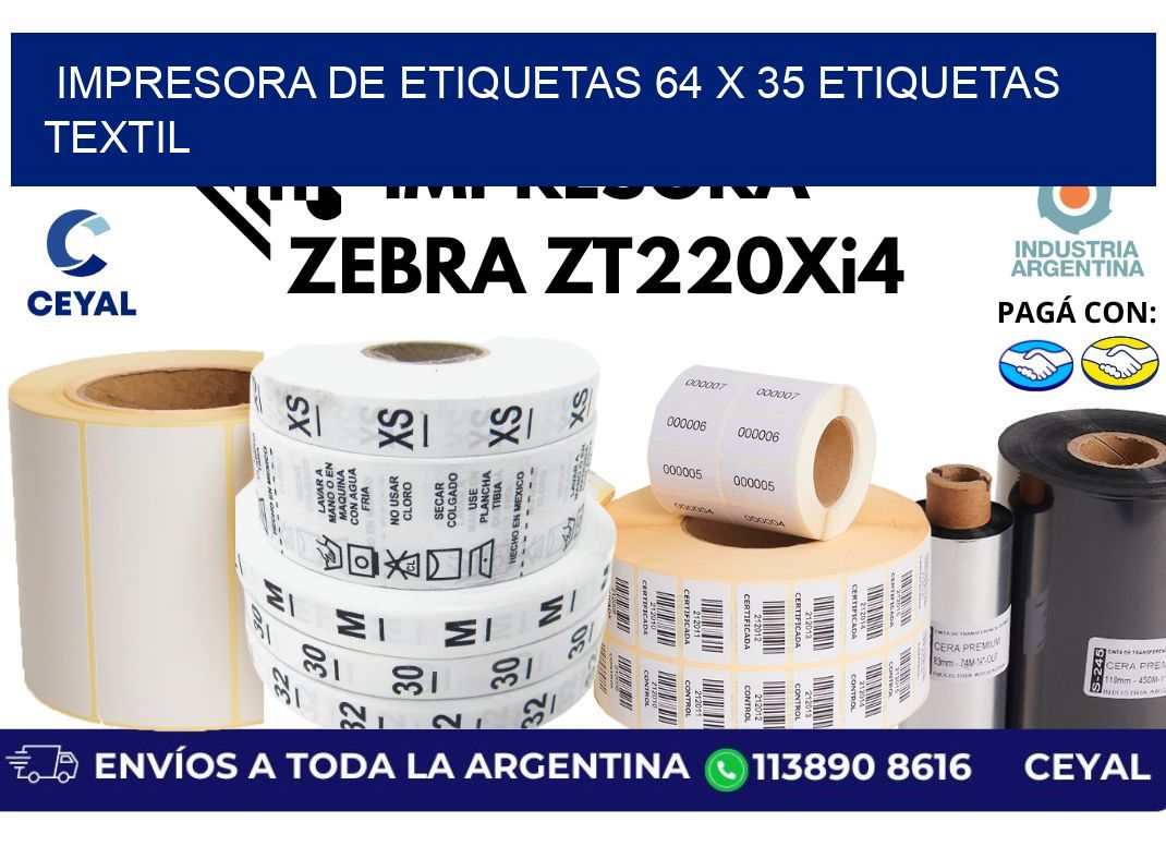 impresora de etiquetas 64 x 35 etiquetas textil