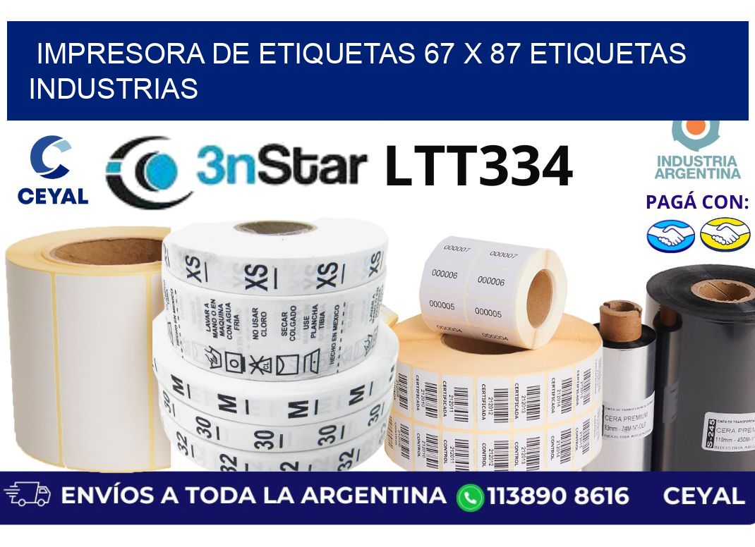 impresora de etiquetas 67 x 87 etiquetas industrias