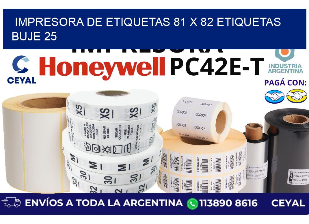 impresora de etiquetas 81 x 82 etiquetas  buje 25
