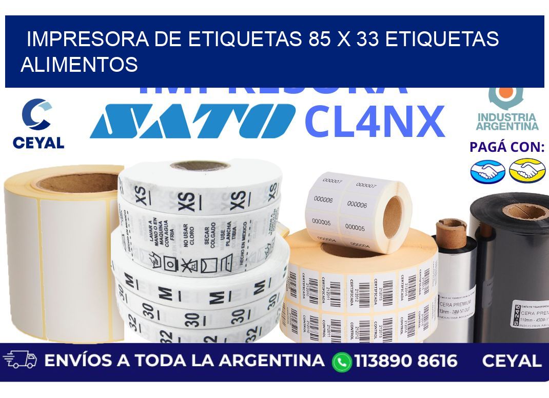 impresora de etiquetas 85 x 33 etiquetas alimentos