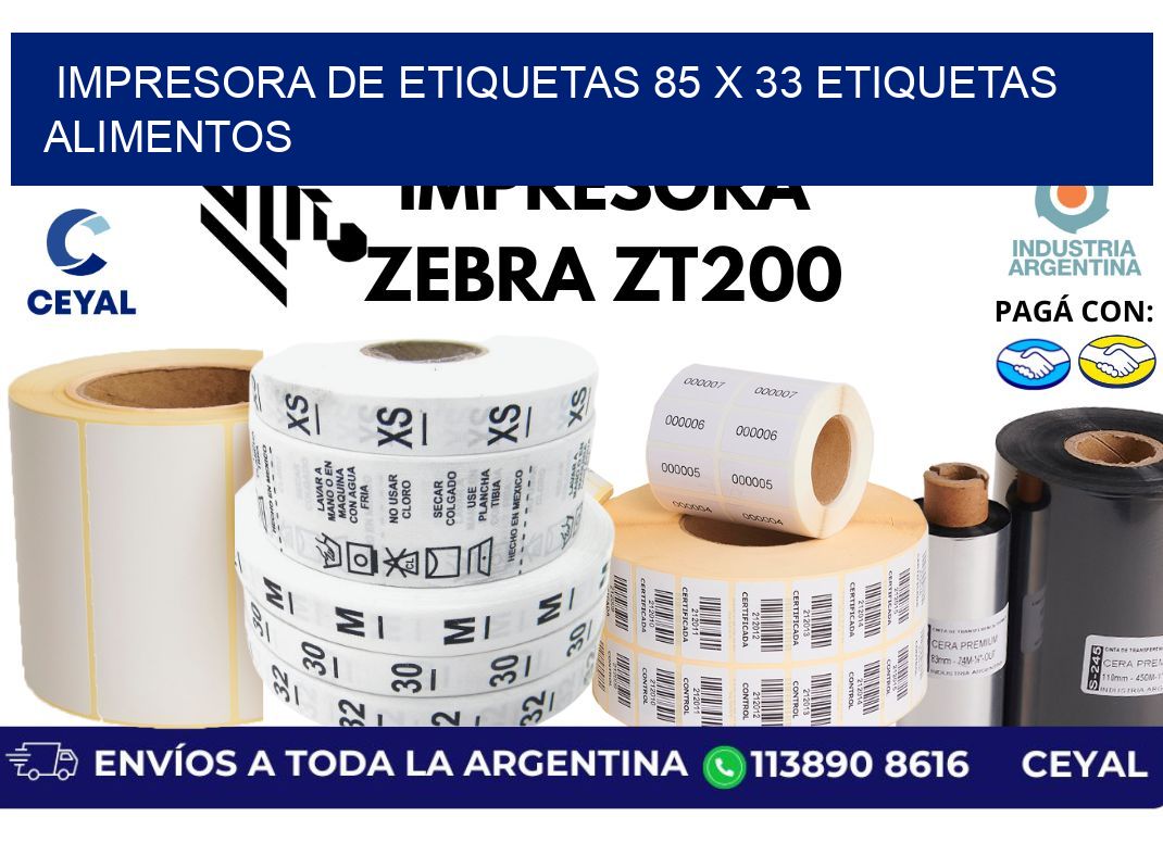 impresora de etiquetas 85 x 33 etiquetas alimentos