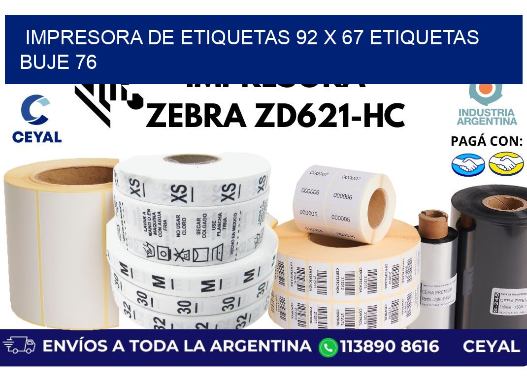 impresora de etiquetas 92 x 67 etiquetas buje 76