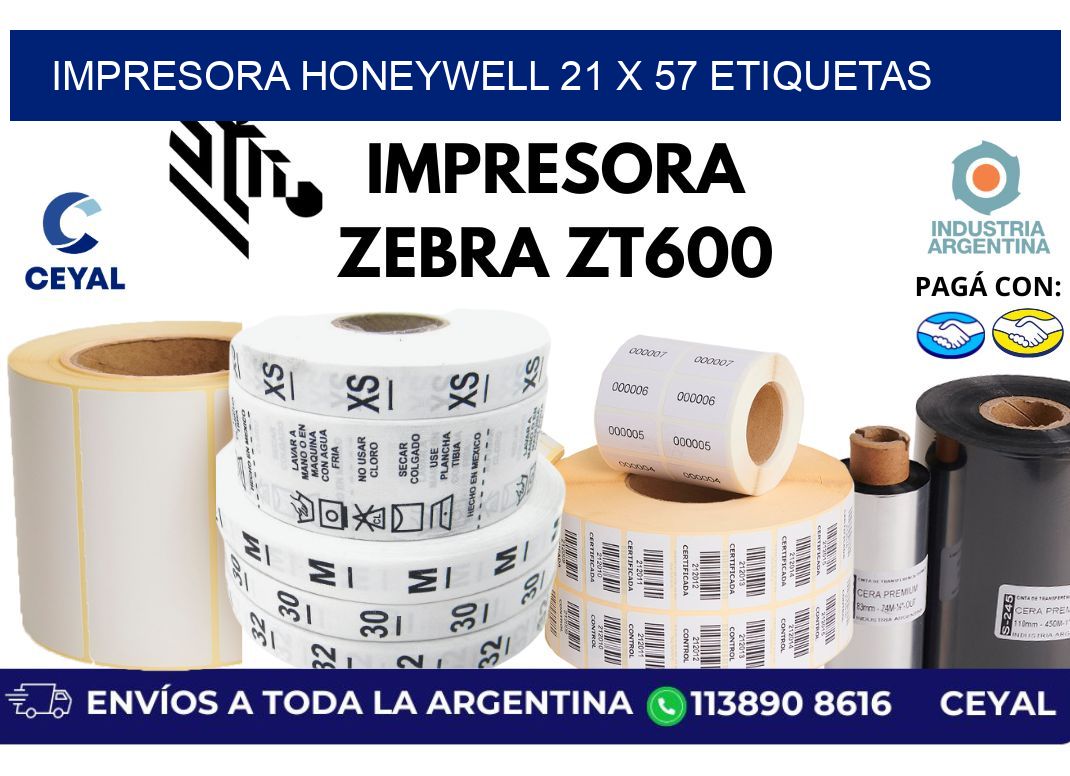 impresora honeywell 21 x 57 etiquetas