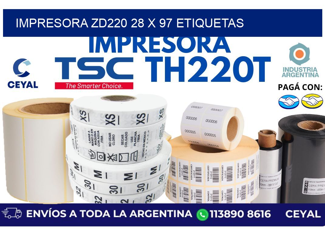 impresora zd220 28 x 97 etiquetas