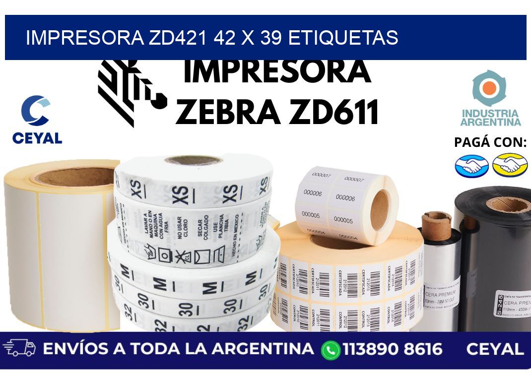 impresora zd421 42 x 39 etiquetas