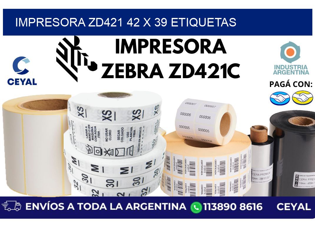 impresora zd421 42 x 39 etiquetas