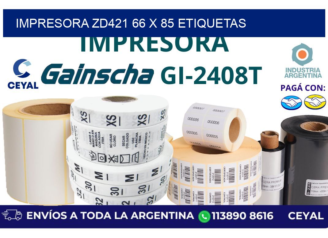 impresora zd421 66 x 85 etiquetas