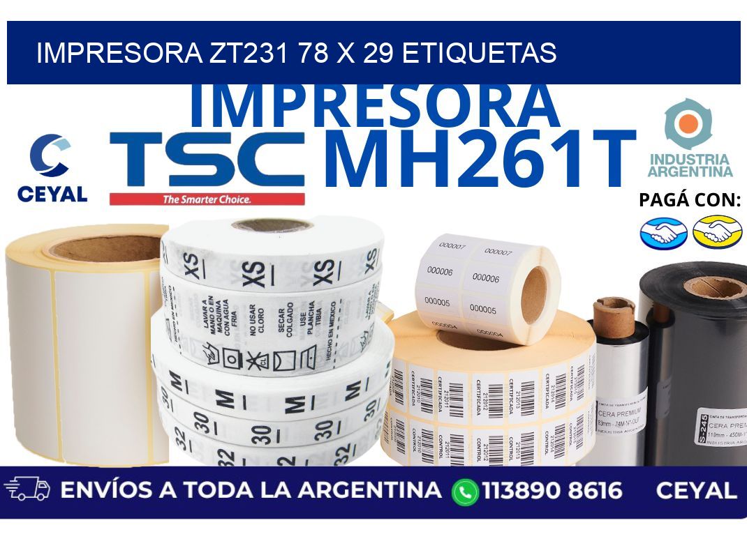 impresora zt231 78 x 29 etiquetas