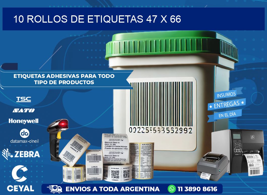 10 ROLLOS DE ETIQUETAS 47 x 66