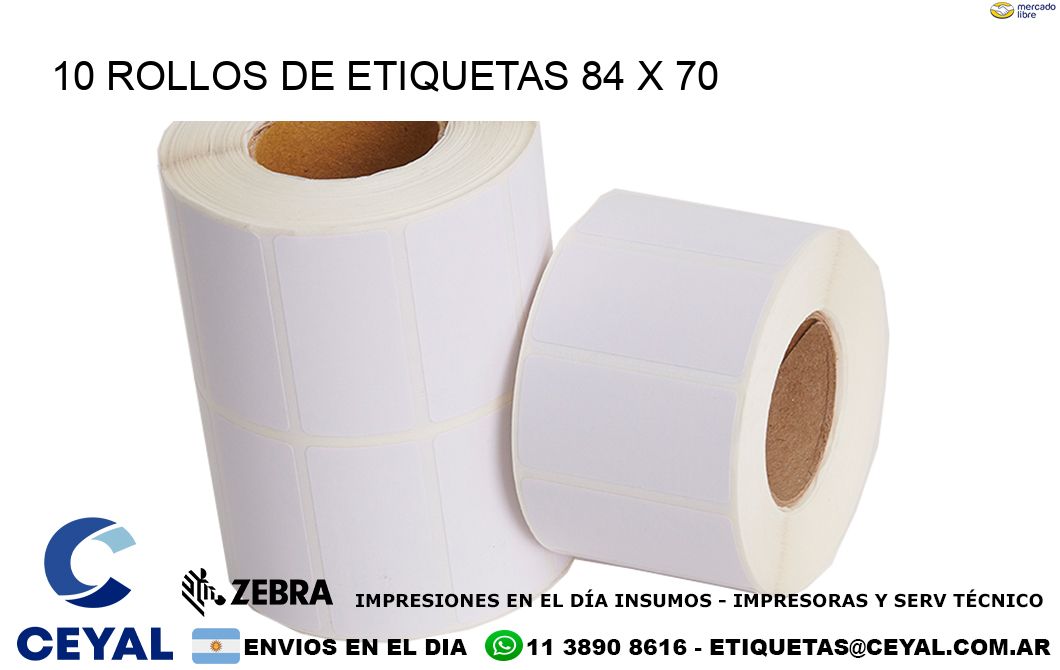 10 ROLLOS DE ETIQUETAS 84 x 70