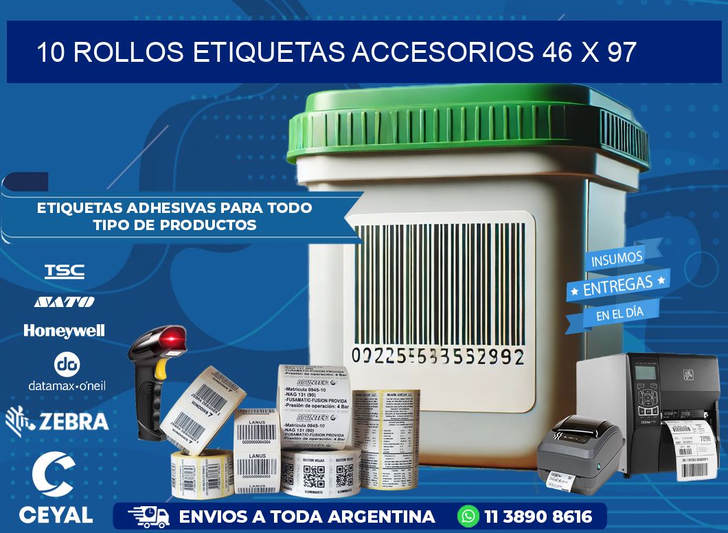 10 ROLLOS ETIQUETAS ACCESORIOS 46 x 97