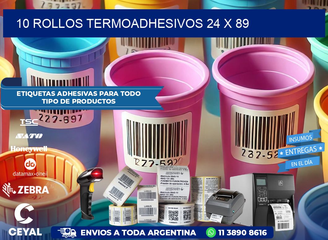 10 ROLLOS TERMOADHESIVOS 24 x 89