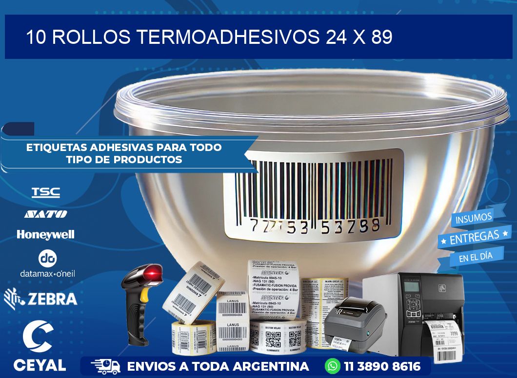 10 ROLLOS TERMOADHESIVOS 24 x 89