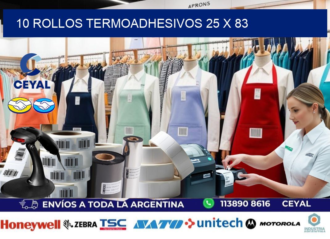 10 ROLLOS TERMOADHESIVOS 25 x 83