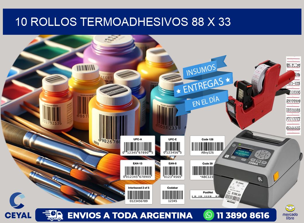 10 ROLLOS TERMOADHESIVOS 88 x 33