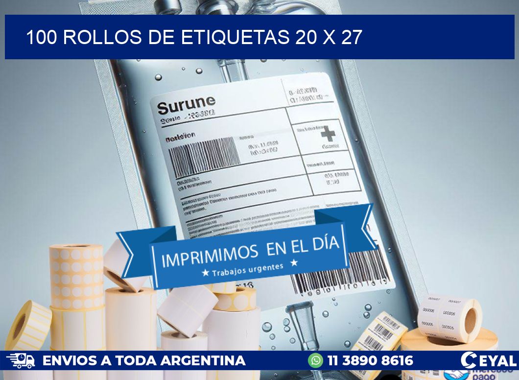 100 ROLLOS DE ETIQUETAS 20 x 27