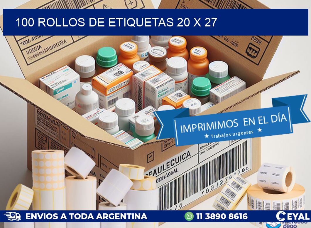 100 ROLLOS DE ETIQUETAS 20 x 27