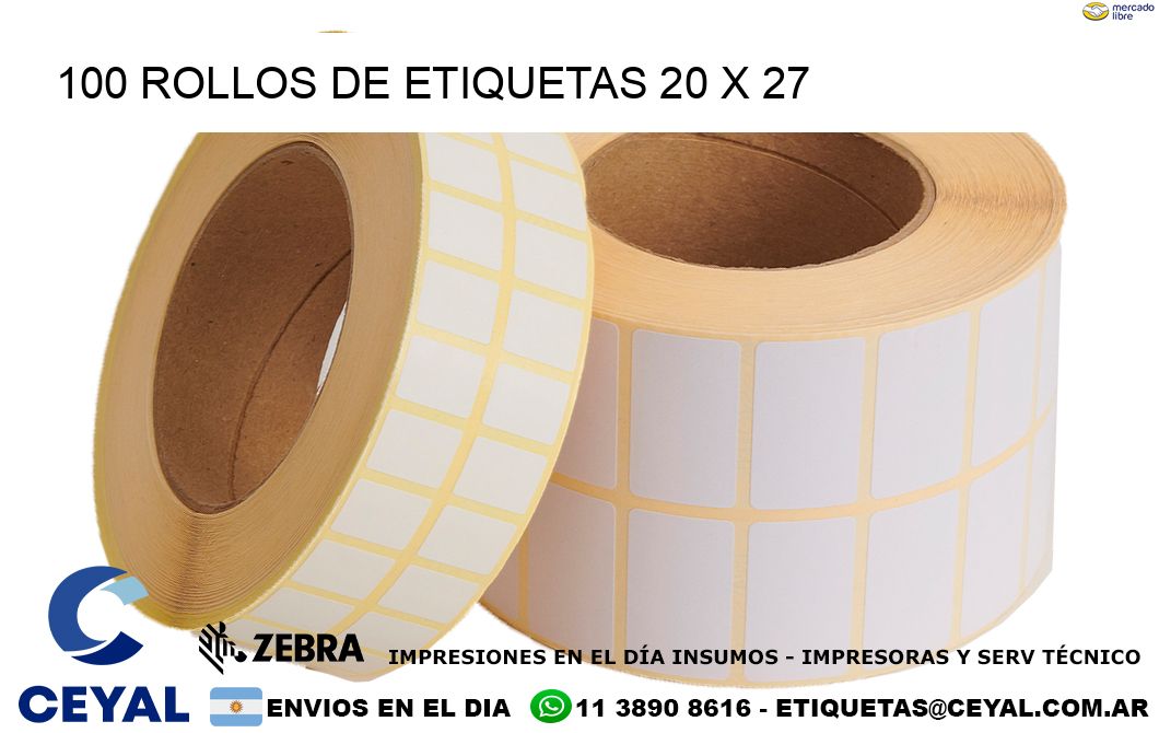 100 ROLLOS DE ETIQUETAS 20 x 27