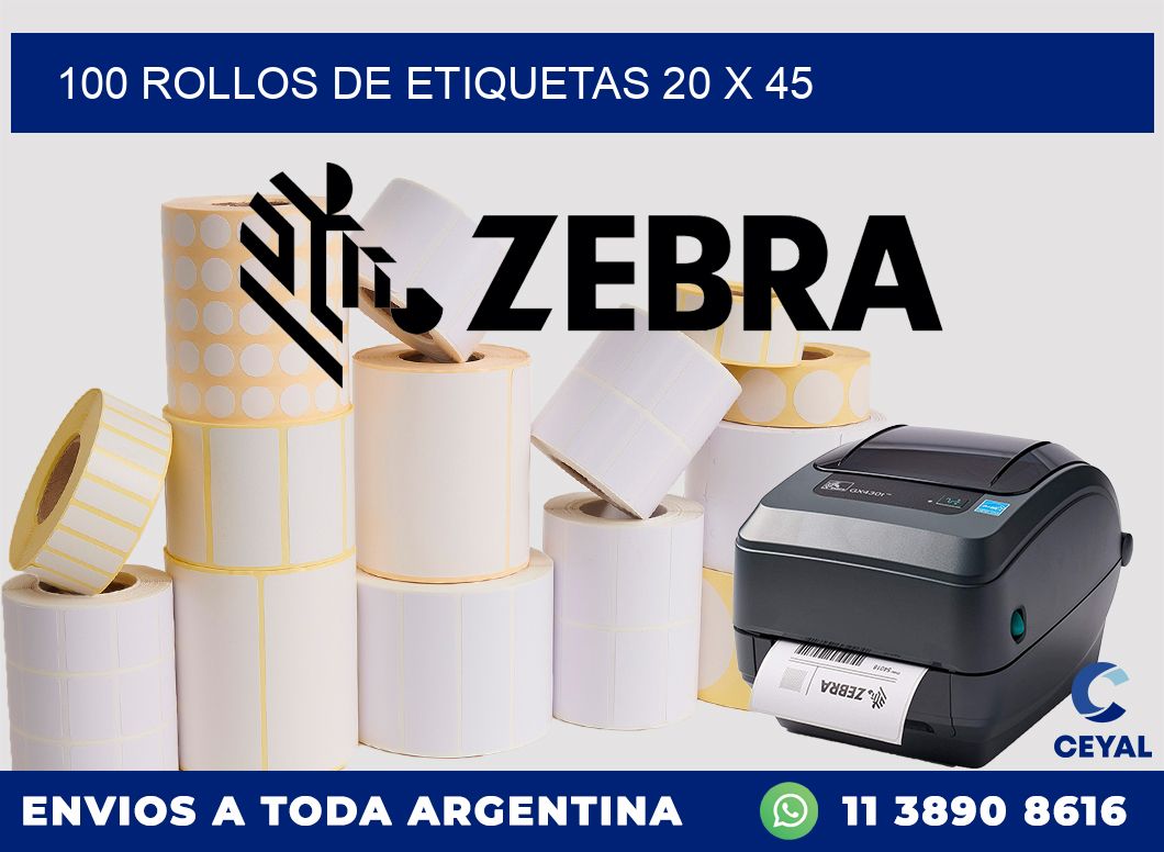 100 ROLLOS DE ETIQUETAS 20 x 45