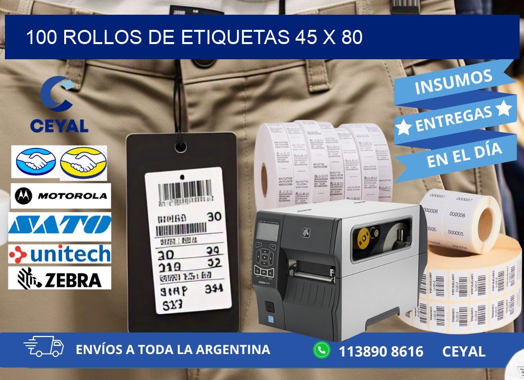 100 ROLLOS DE ETIQUETAS 45 x 80