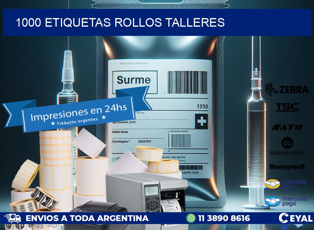 1000 etiquetas rollos TALLERES