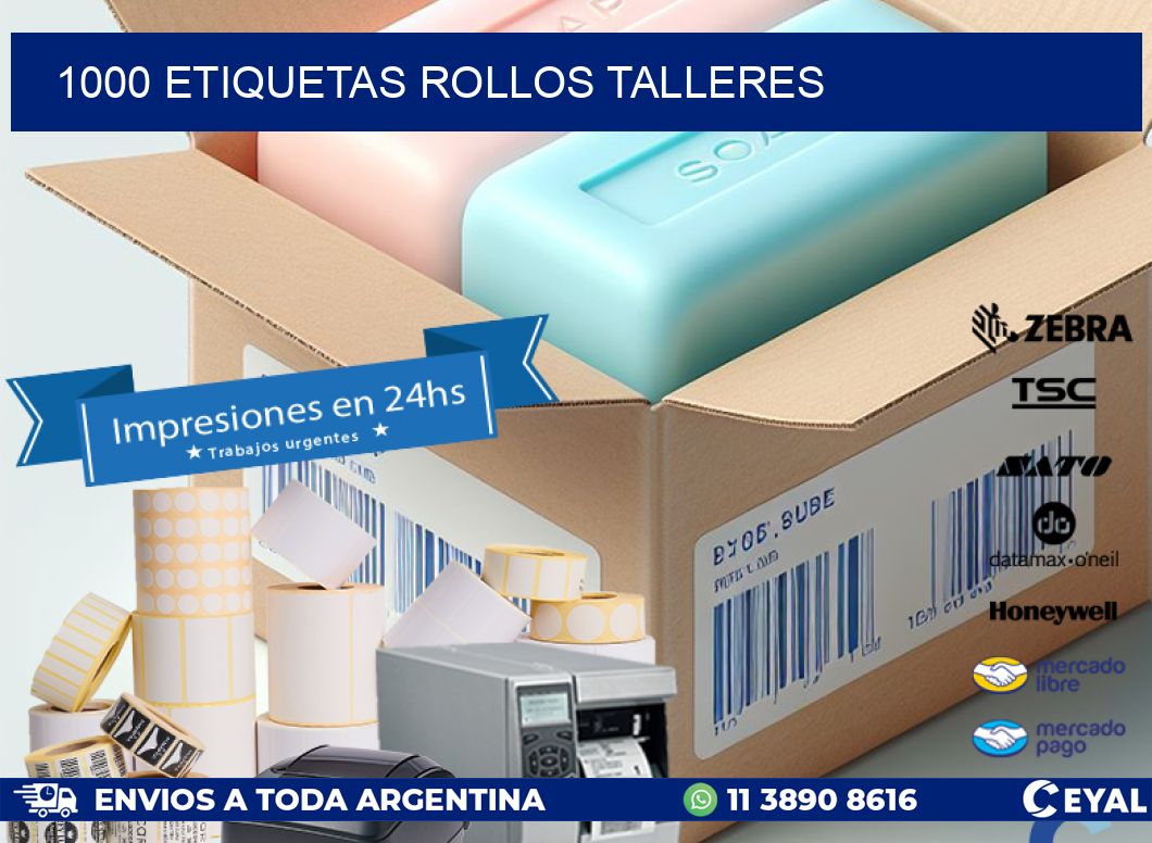 1000 etiquetas rollos TALLERES