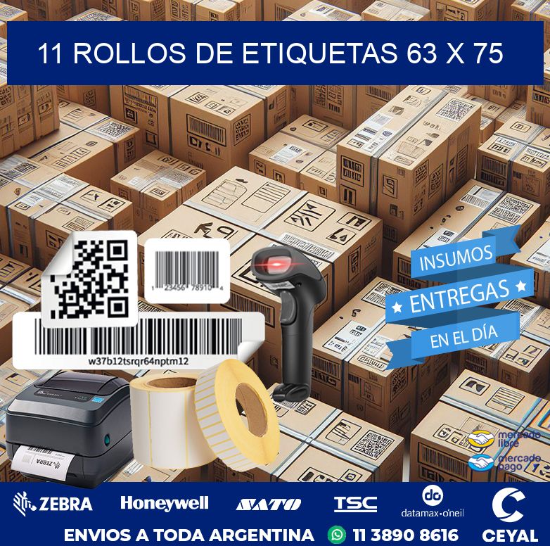 11 ROLLOS DE ETIQUETAS 63 x 75