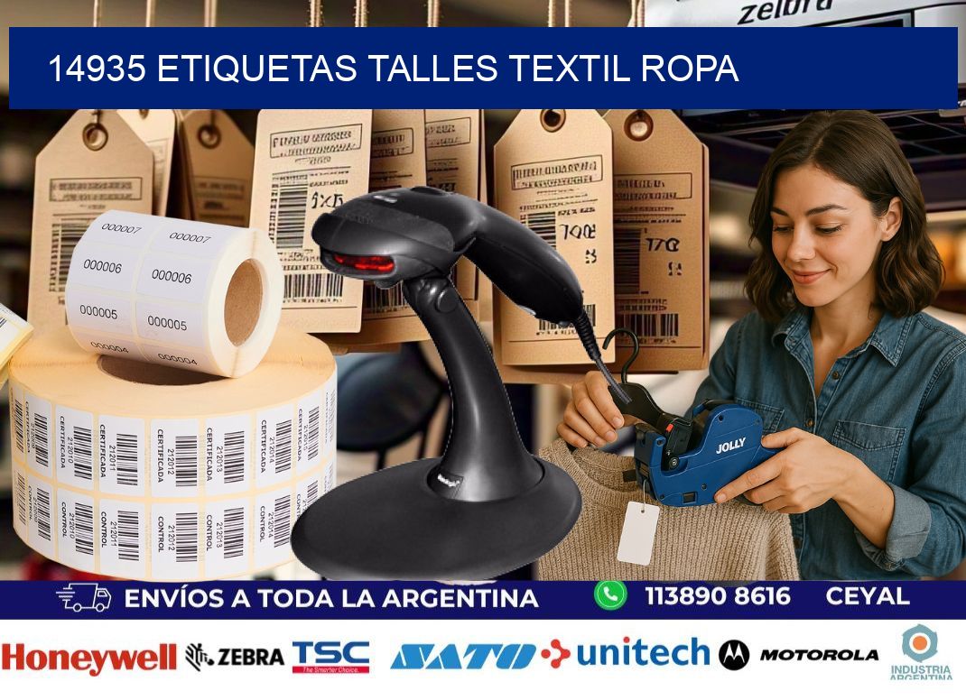 14935 ETIQUETAS TALLES TEXTIL ROPA