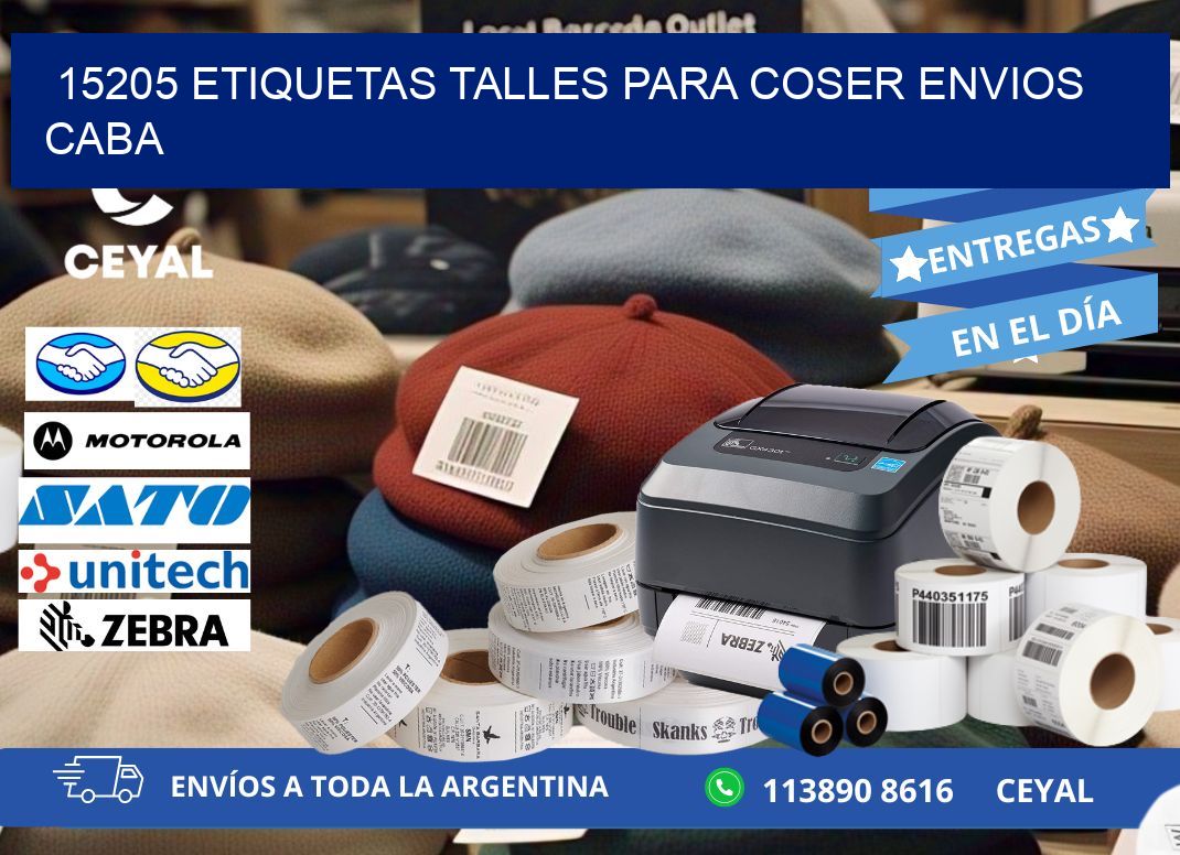 15205 ETIQUETAS TALLES PARA COSER ENVIOS CABA