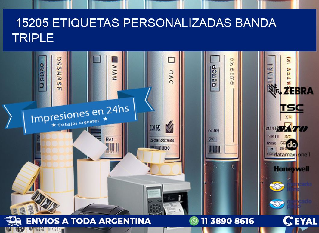 15205 Etiquetas personalizadas banda triple